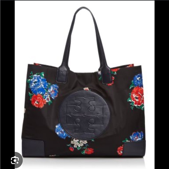 Tory Burch Handbags - NWT Tory Burch black tea rose large Ella tote